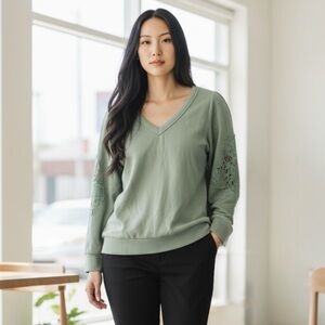 TORRID 00 0X XL Mint Green Sweatshirt Lace Sleeve Detail R $59